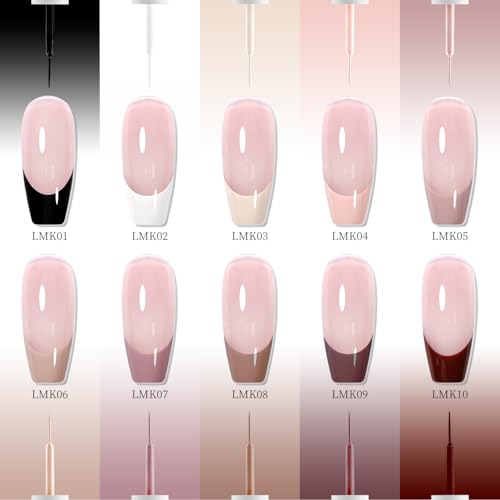 Image of JODSONE 10 Colors Mocha Nail Art Gel Liner Set,5ml Nude Brown Gel Polish with Built-in Thin Brush,Fine Line Nail Art Pen Effect for Nails Design DIY Salon,Fall Brown Tones