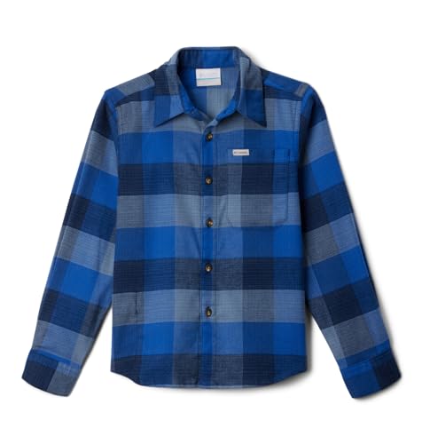 Columbia Youth Boys Cornell Woods Flannel Long Sleeve Shirt, Collegiate Navy Ombre Buffalo, X-Small