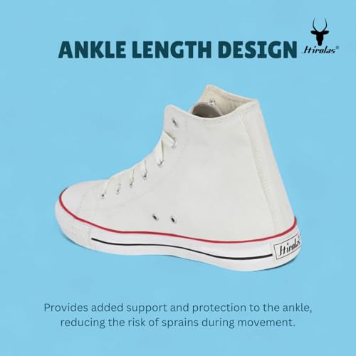 Image of Hirolas Men's Vulcanized Canvas Rubber Toe High Ankle Skateboard Sneakers Shoes.