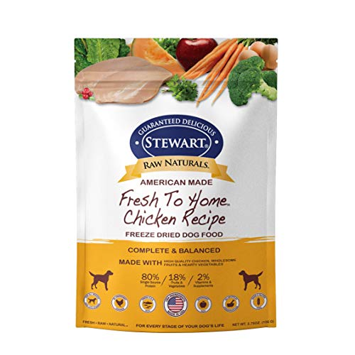 Stewart Raw Naturals Freeze Dried Dog Food Grain Free Made in USA with Chicken, Fruits, & Vegetables for Fresh To Home All Natural Recipe, Trial Size
