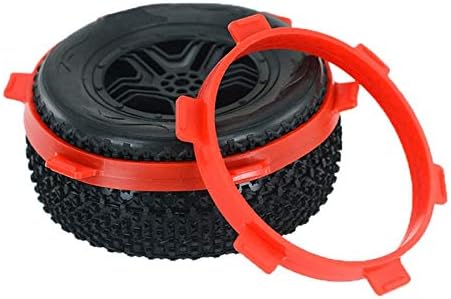 8PC RC Tire Mounting Bands for RC 1/8 Buggy & 1/10 Short Course Truck Remote Control Car Tires Parts Red&Yellow