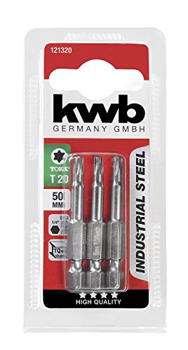 kwb 3 x 50mm TORX 20 Bits, Industrial Steel TQ60 Steel, ISO 1173 C 6.3 Drive, Multicolor, T 20 - Image 2