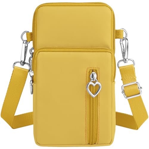 BIAOTIE Bolsas transversais pequenas e leves para celular bolsa de viagem bolsa de ombro para mulheres, Amarelo