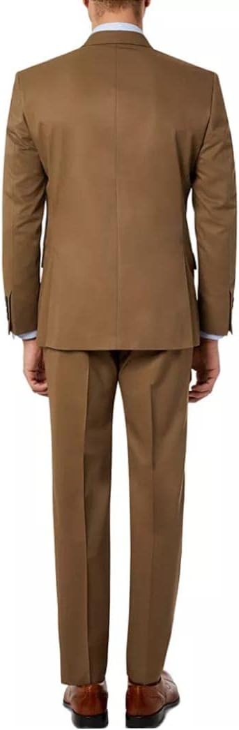 Men 2 Pieces Brown Notch Lapel Two Button Tuxedo Wedding Prom Groomsmen Slim Fit Suit Blazer Pants