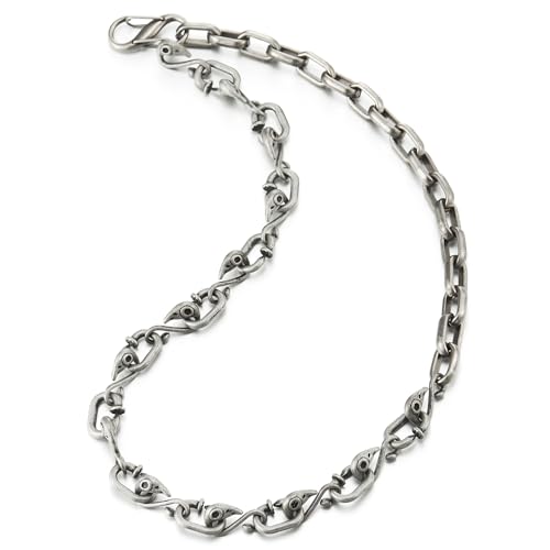 Collier acier inoxydable durable et maille robuste style punk pour homme et femme 54cm