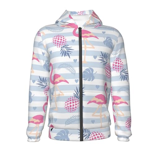 Flamingo and Pineapple Kids Pullover Hoodies Boys Zip Up Sweatshirts Girls Athletic Clothes with Pocket2