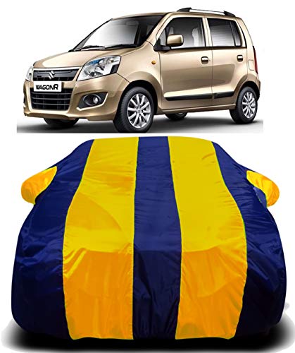 Image of Waterproof Car Cover with Ultra Surface Body Protection (Yellow Stripes) (Maruti Suzuki WagonR)