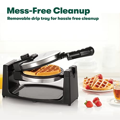 BELLA (13591) Classic Rotating Non-Stick Belgian Waffle Maker with Removeable Drip Tray & Folding Ha