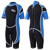Yikayin Neoprenanzug Kinder Kurz, 2.5mm Neopren Shorty für Jungen Mädchen, Thermo UV Schwimmanzug Rückenreißverschluss zum Schwimmkurs, Tauchen, Surfen, Schnorcheln