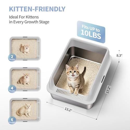Caja de arena para gatos acero inoxidable x2, cubierta XS miniatura 2