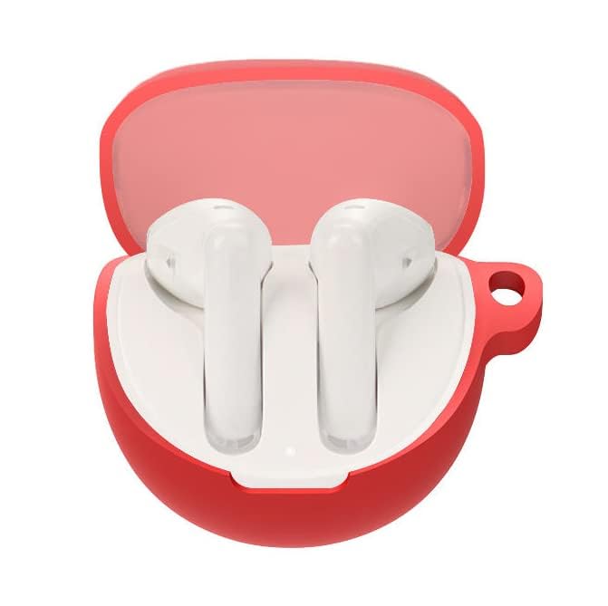 Image of Amazon Basics Case for Oppo Enco Air 3, Silicone Soft TWS Pouch with Hook, 360 Full Shock-Absorbing Protection (RED) (Cover Only)