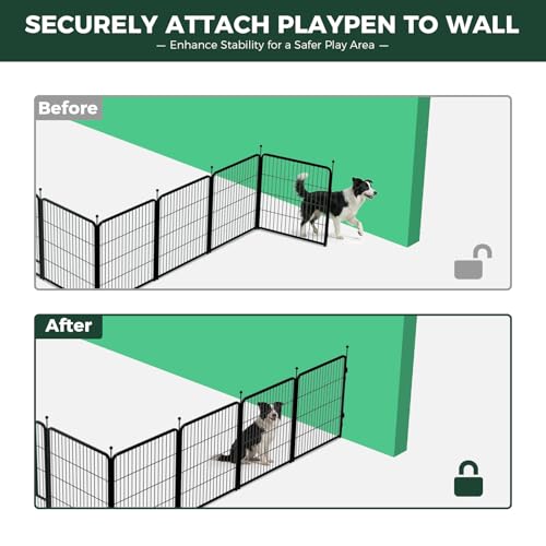 Image of FXW Rollick Dog Playpen with Anchor Kit (Pack of 4) - 32 Inch 16-Panel Dog Pen for Medium & Large Dogs, Stable & Safe Indoor /Outdoor Play│Patented