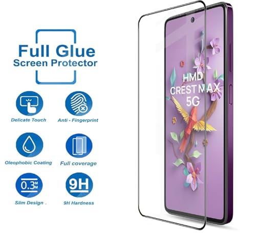 Image of DD SON Tempered Glass Screen Protector Compatible for HMD CREST MAX 5G (2024) HD Glass with Edge to Edge Coverage and Easy Installation kit,Black