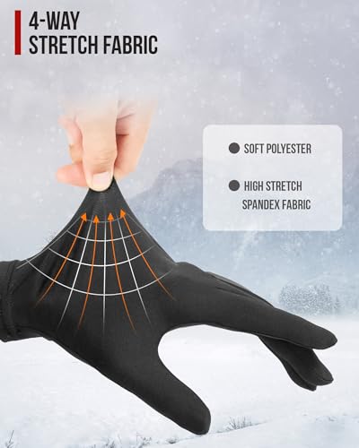 BORLENI Unterziehhandschuh Ultraleichte Fahrradhandschuhe schnelltrocknend Schweißableitend Eisgefühl Elastisch Innenhandschuhe für Motorrad im Winter Herbst Schwarz Einheitsgröße