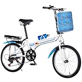 Zusammenklappbares Citybike Für Damen Und Herren – Rahmen Aus Kohlenstoffstahl 20-22-Zoll-Faltrad...