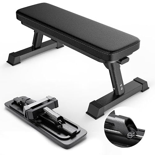 Finer Form Gym Quality Foldable Flat Bench for Multi-Purpose Weight
