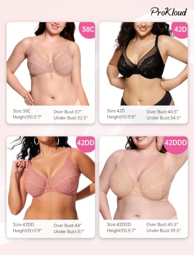 Image of ProKloud Minimizer Bras for Women Full Coverage Supportive Push Up Bra | High Support Bras for Large Breast Women, No Foam Unpadded Lightweight Unlined Lace Bras for Everyday Wear