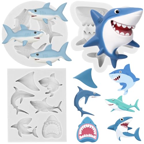 XCYRFMS Ocean Shark Silicone Molds Shark Polymer Clay Mold Set of 3