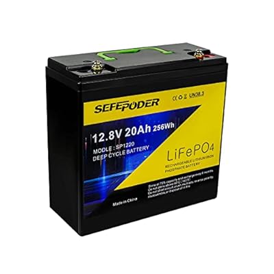 SEFEPODER 12V 20Ah LiFePO4 Lithium Battery, 2000+ Deep Cycle Rechargeable Battery for Solar, Marine, Scooter, Lighting, Fisher Finder, Outdoor Camping, Off-Grid Applications etc. Built-in 20A BMS
