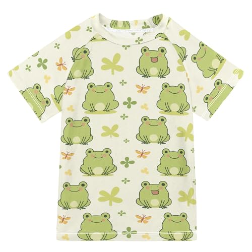 Cute Frog Pattern Bathing Suit Kids UV Protection Workout Shirts Swimwear Beach Tops 3T