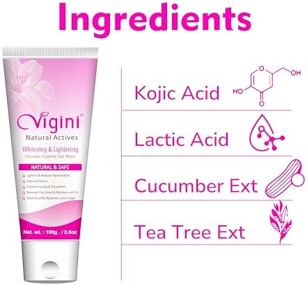 Vigini Natural Vaginal Lightening Brightening Feminine Hygiene Intimate Gel Wash for Women 200G | Non Staining & Itching like Serum Cream Oil,Organic Moisturizer Reduces Dryness Maintains pH 3.5