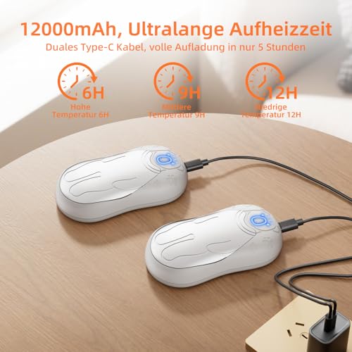 OUTJUT 12000mAh Magnetischer Handwärmer Elektrisch 2er-Set, 360°-Wärme – Ansicht 4