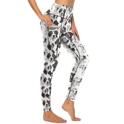 Pantalon de yoga gainant avec poches pour femme imprimé tendance