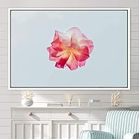 Framed Canvas Wall Art Pink Flower Snapshot Closeup Floral Multicolor Pastel Photography Relax/Calm Romantics Single - 16x24 inches