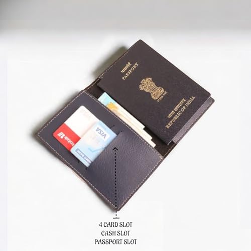 Image of Leather Passport Cover Holder for Men & Women Personalised Name & Charm, Passport Cover, Full Size, Gifts for Men & Women (Premium Passport Cover)