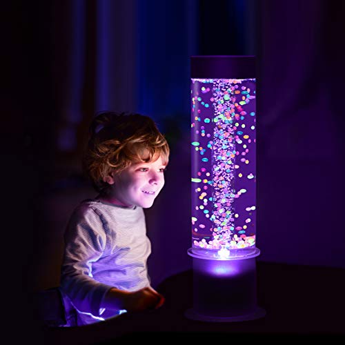 Playlearn Bubble Tube Tank Vortex Tower with Remote Control, Night Mood Light Aquarium, for Kid's Bedroom, Sensory Room, Waiting Room, LED Lights. (2 Foot Bead Column)