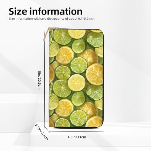 Leather Thin Slim Wallets for Women Men - Fashion Realistic Lemons Print Card Wallet Holder with Zipper2