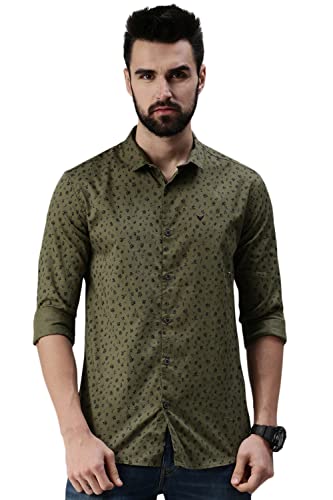 Image of SHOWOFFFF Men Printed Casual Shirt | Mandarin Collar Long Sleeves Cotton Shirt for Mens | Regular Fit Shirt for Men's