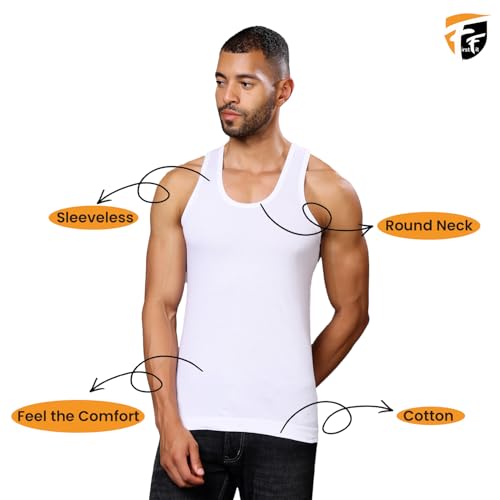 Image of FirstFit Premium Men Vest White Cotton Vest - Men Baniyan