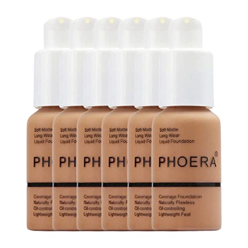 Kit de maquillage Phoera Glamza : 6 fonds de teint 30ml et éponge silicone 107