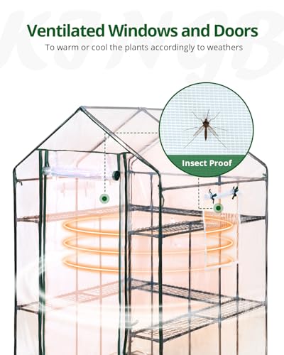 image for KING BIRD Upgraded Walk-in Greenhouse for Outdoors, Thickened PE Cover