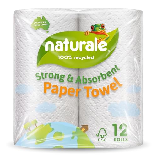 Naturale 2-Ply Recycled Unbleached Paper Towel, No Inks/Fragrance, 12 Pack