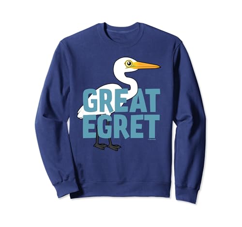 Cute Cartoon Jumbo Great Egret Bird Species Name Sweatshirt