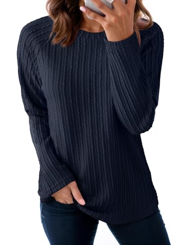 Image of Dokotoo Womens Tops Long Sleeve Lightweight Shirts 2026 Spring Fashion Clothing Trendy Tops Crewneck Knit Basic Tee