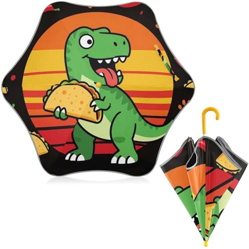 Paraguas de dinosaurio para niños con diseño de T-rex tragón resistente al viento