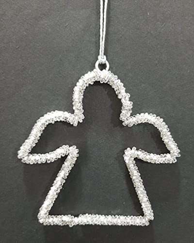 Alqmar Silver Snowflake Ornament Christmas Tree Decoration, Pack Of 6 Pcs Acrylic Beaded Christmas Ornaments For Tree Ornaments Outdoor Party Decoration-4 Inches #TOP5