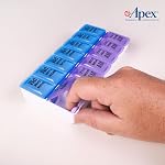 Apex Twice-A-Day Weekly Pill Organizer, Weekly Pill Organizer, 2 Times a Day Color-Coded, Easy-Open, See-Through Lids, Organize Medication or Vitamins by AM, PM or Morning and Bedtime, Blue/Lavender