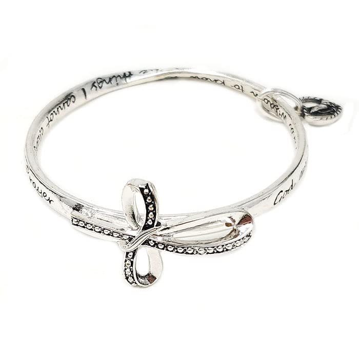 Image of Emulily Serenity Prayer Twisted Bangle Silver-tone Bracelet with Inspirational Card