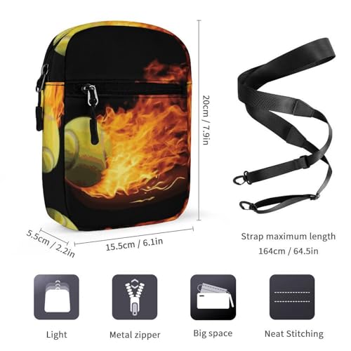 Personalized Small Crossbody Bag Water Resistant Messenger Bags Mini Burning Tennis Pictures Printing SlingBag For Men Women2