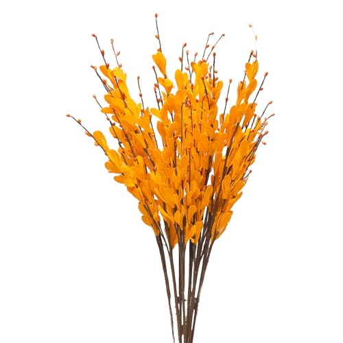 UiiziC Artificial Flowers Jasmine 8 PCS 31'/80cm Faux Plants Bulk Fake Flower Bouquet for Vase Fillers Floral Arrangement Wreath Wedding Party Bouquets Garden Centerpieces Decor (Orange)