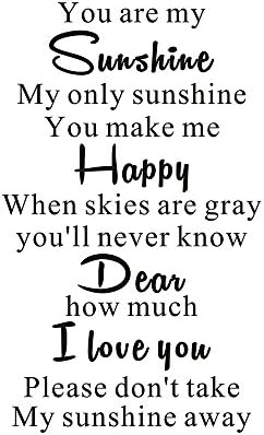 You are My Sunshine My Only Sunshine Nursery Home Family Mural DIY Quote Vinyl Wall Sticker Decals Transfer Removable Lettering (Size2: 22.8" x 37.7")