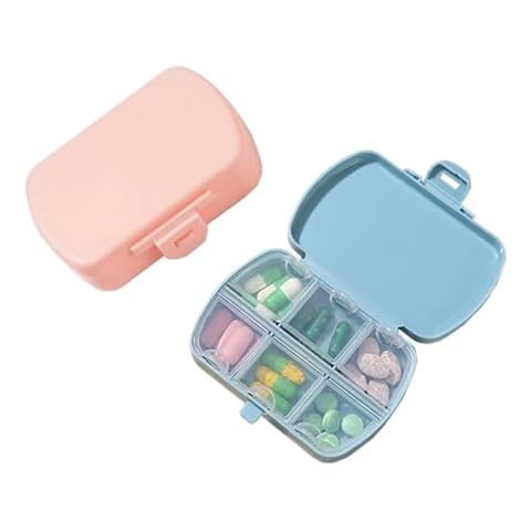NaYiissi 2 Pack Travel Pill Organizer, 6 Compartments Daily Pill Case, Compact Medicine Vitamin Container, Portable Small Pill Box for Purse or Pocket Cover