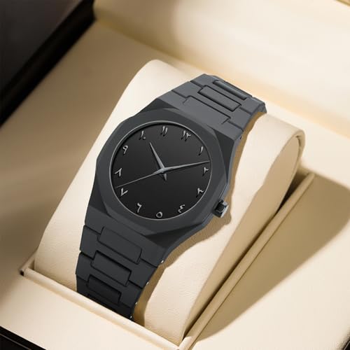 Image of Watch for Man Analog Minimalism Dial Quartz Mens Watch Business Black Wrist Watch Polycarbonate Strap Waterproof