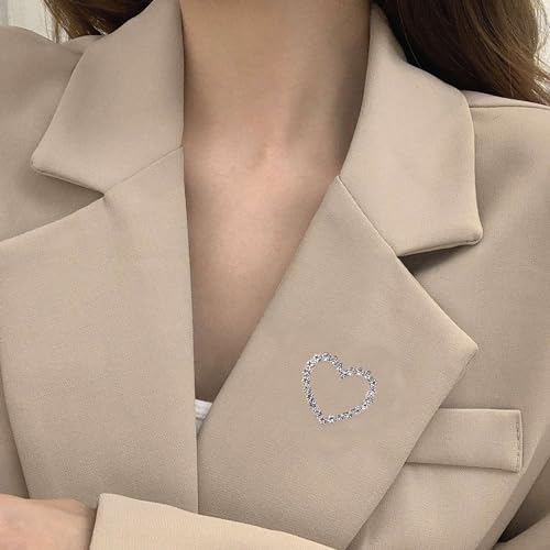 Image of Love Heart Pearl Hollow Out Brooch for Women Elegant Crystal Rhinestone Love Heart Brooches Pin Wedding Party Clothes Accessories Valentines Birthday Jewelry Gifts