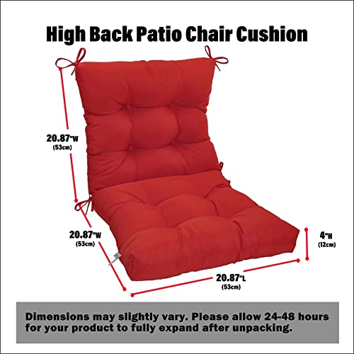 Kunste Indoor Outdoor Patio Garden Seating Cushions High Back Cushions Deep Seat Cushions Set Of 4 Red #TOP1