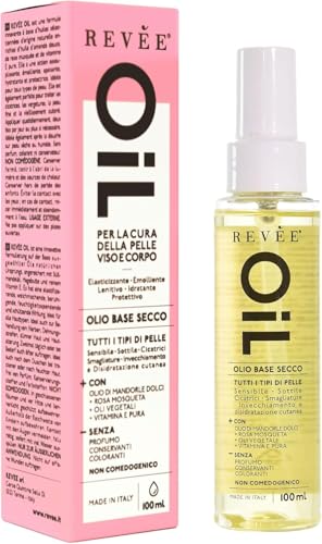 REVÉE ACEITE Aceite dulce de almendras y rosa mosqueta para cuerpo y rostro - Hidratante, elastizante y protector, con vitamina E, no comedogénico, tratamiento de la piel seca, cicatrices y estrías